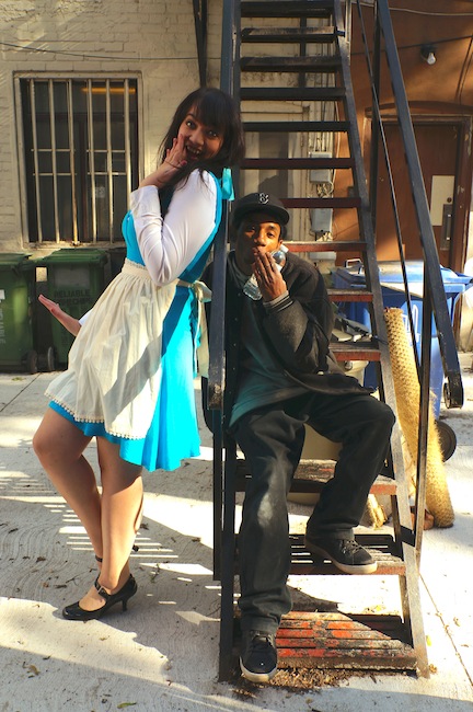 Sage as Belle in the streets