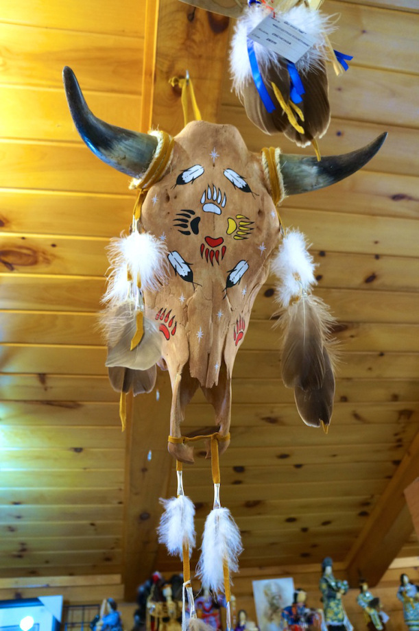 decorated native cow skull