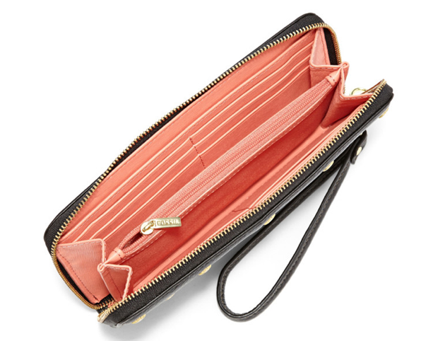 fossil star studded phone clutch black