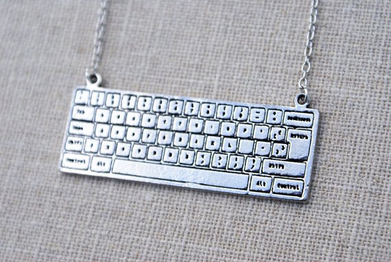 silver keyboard necklace