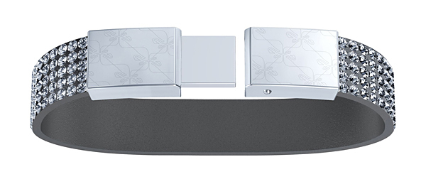 Vilja USB Bracelet in Silver Night by Swarovski