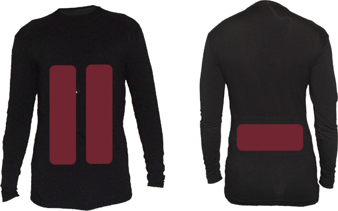 FuelWear heating panels in smart base layer undergarment