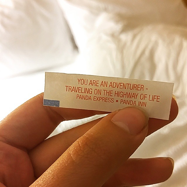 And so concludes my American adventure! This fortune from Panda Express is poignant. I love when cookies get it right. Last time it was "keep an ear open for opportunities at work" shortly before I interviewed for my new job, and this one about adventure came to me on a solo trip to a new city.