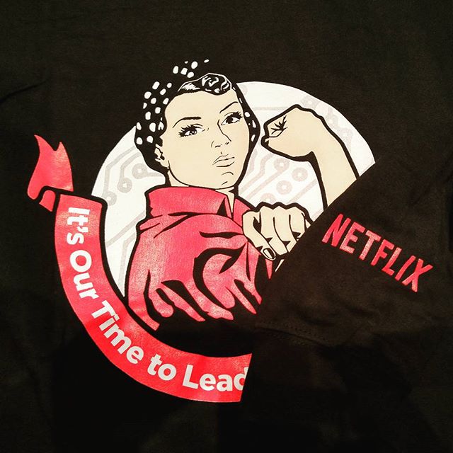 Just got a super badass new sweatshirt from @netflix! #ourtimetolead #ghc15 #swag