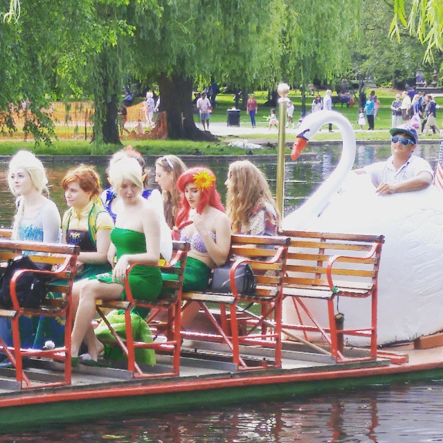 Just a bunch of #Disney characters on a swan boat. Your average day on the east coast.