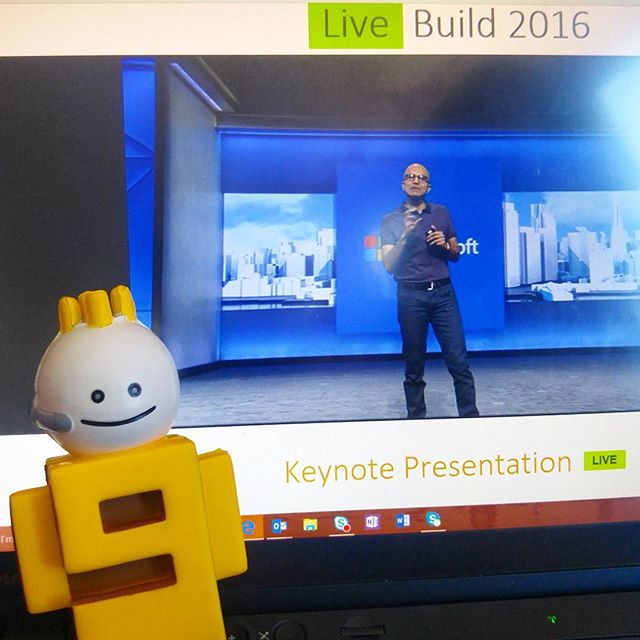 Got home just in time to watch the #build2016 keynote! Brought my little @ch9 dude to watch along with me. #microsoft
.
.
#channel9 #windows #windows10 #microsoftlife #neverstop